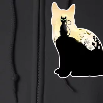 Black Cat Spooky Town Full Zip Hoodie