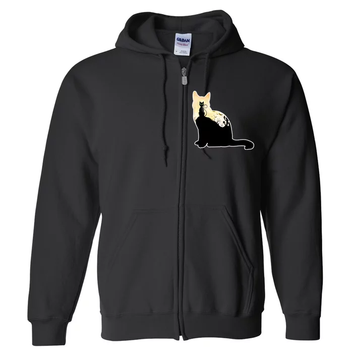 Black Cat Spooky Town Full Zip Hoodie