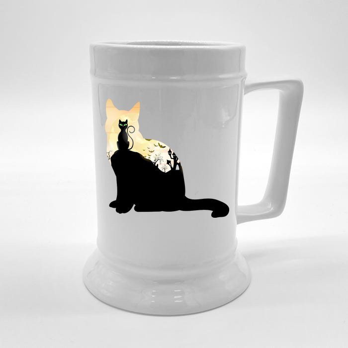 Black Cat Spooky Town Front & Back Beer Stein