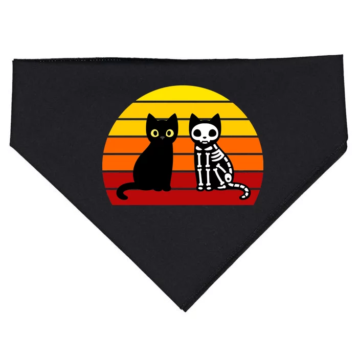 Black Cat Sunset Skeleton USA-Made Doggie Bandana