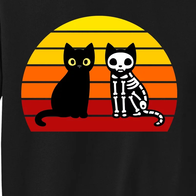 Black Cat Sunset Skeleton Tall Sweatshirt