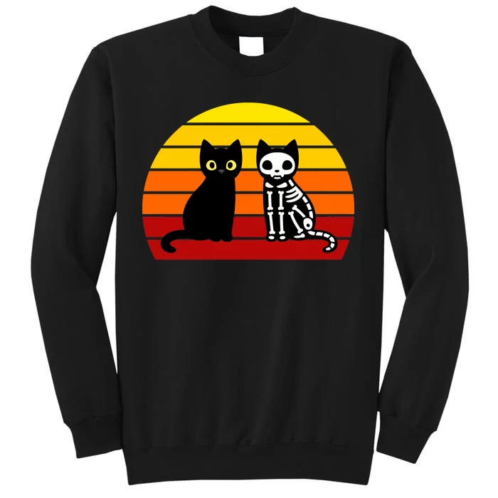 Black Cat Sunset Skeleton Tall Sweatshirt