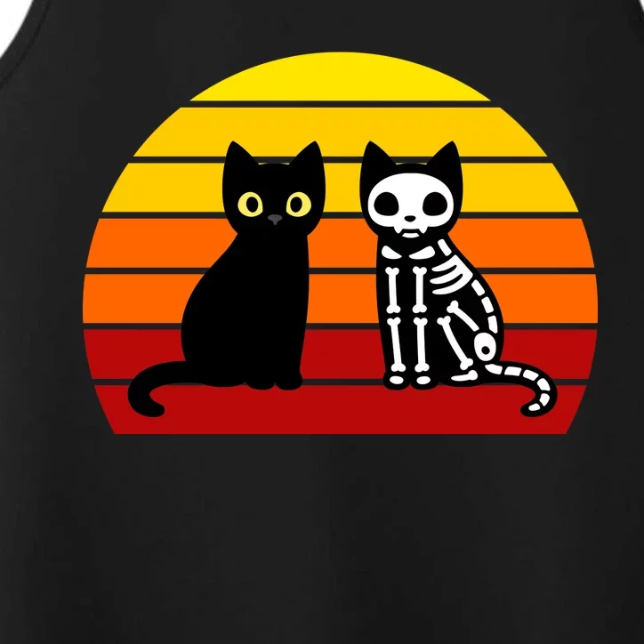 Black Cat Sunset Skeleton Performance Tank