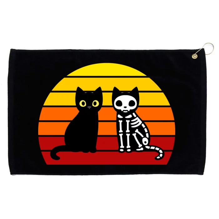 Black Cat Sunset Skeleton Grommeted Golf Towel