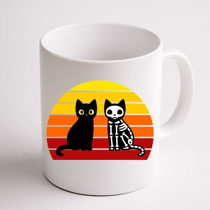 Black Cat Sunset Skeleton Front & Back Coffee Mug