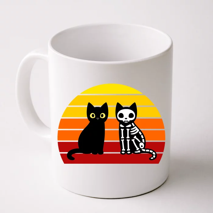 Black Cat Sunset Skeleton Front & Back Coffee Mug