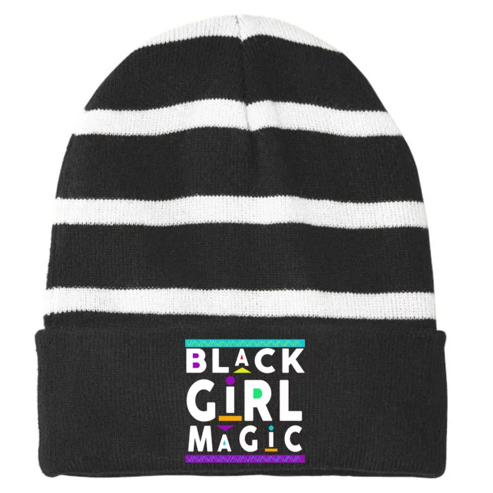 Black Girl Magic Striped Beanie with Solid Band