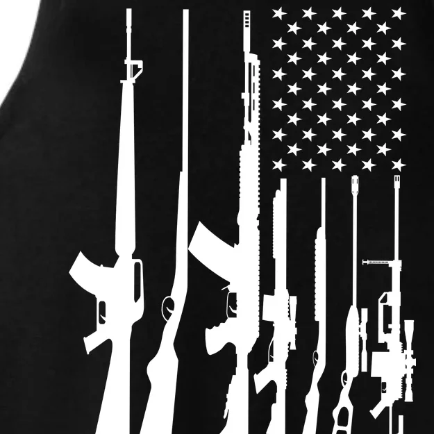 Black Gun American Flag - Rifle Weapon Firearm 2nd Amendment Ladies Tri-Blend Wicking Tank