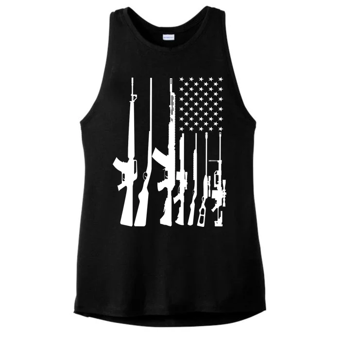 Black Gun American Flag - Rifle Weapon Firearm 2nd Amendment Ladies Tri-Blend Wicking Tank