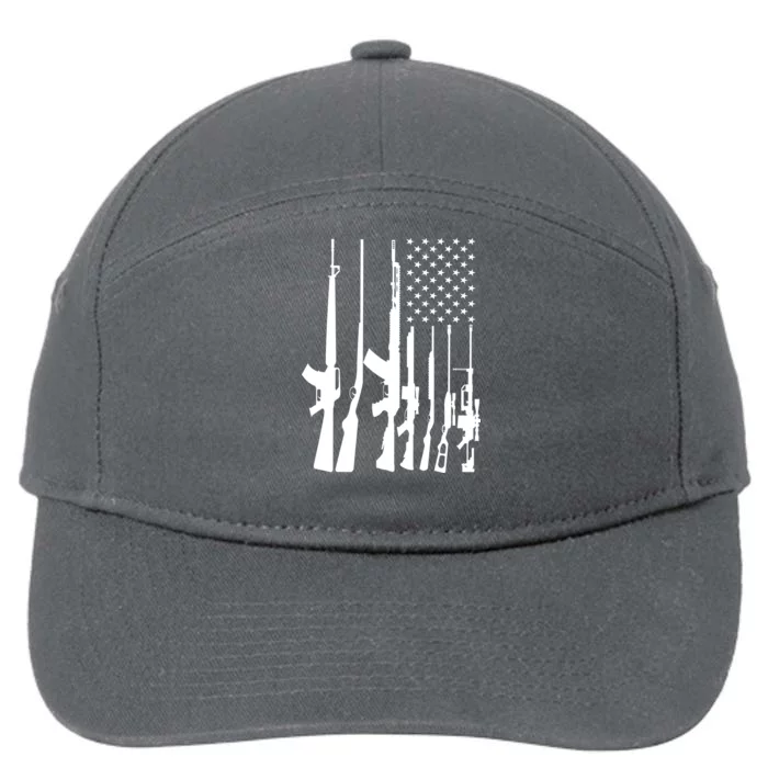 Black Gun American Flag - Rifle Weapon Firearm 2nd Amendment 7-Panel Snapback Hat