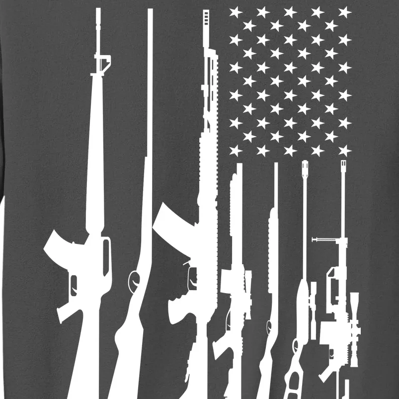 Black Gun American Flag - Rifle Weapon Firearm 2nd Amendment Tall Sweatshirt