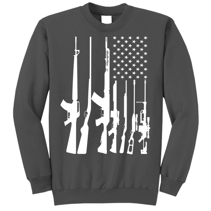 Black Gun American Flag - Rifle Weapon Firearm 2nd Amendment Tall Sweatshirt