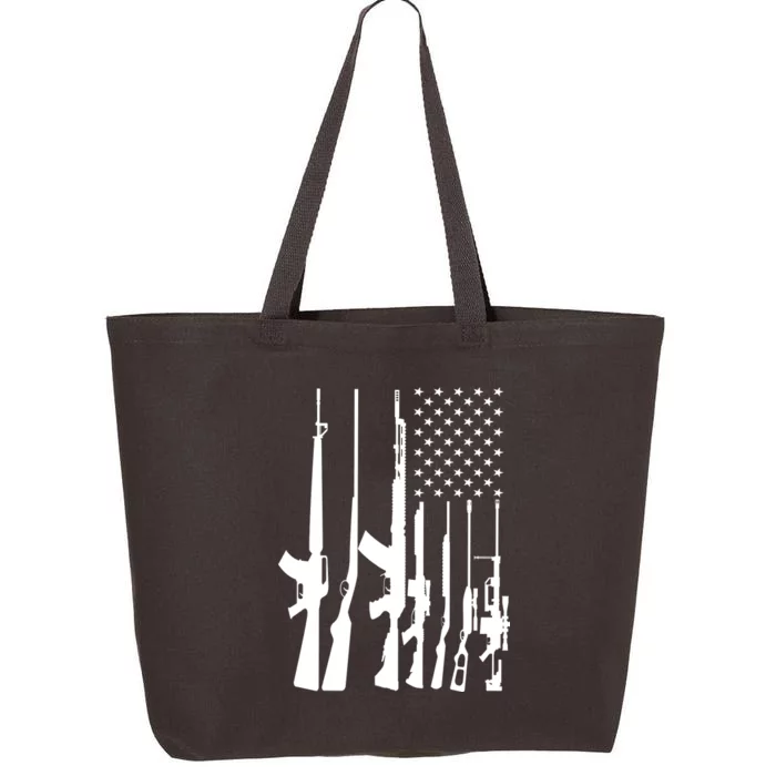 Black Gun American Flag - Rifle Weapon Firearm 2nd Amendment 25L Jumbo Tote