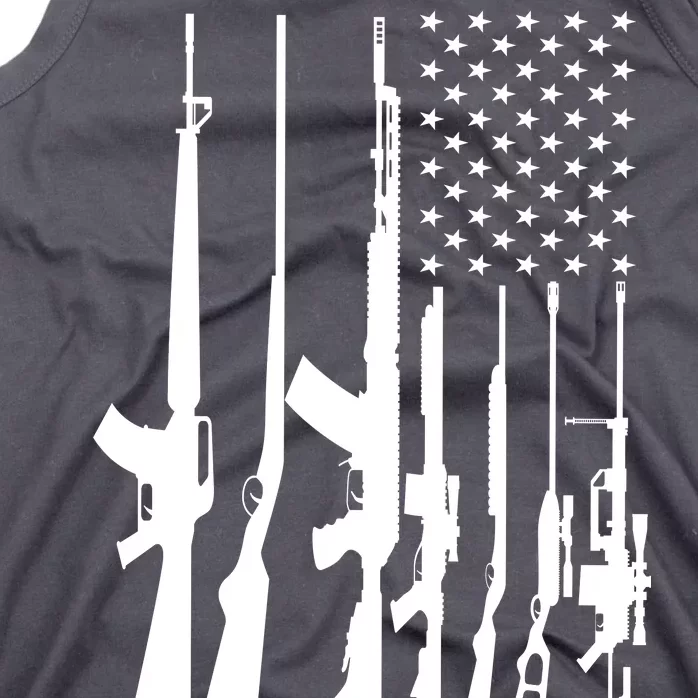 Black Gun American Flag - Rifle Weapon Firearm 2nd Amendment Tank Top