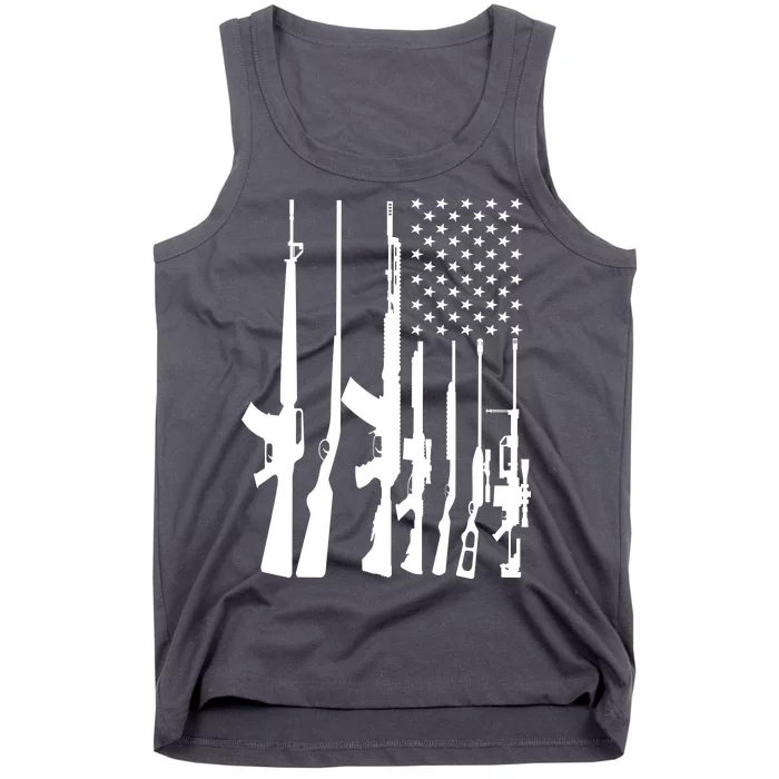 Black Gun American Flag - Rifle Weapon Firearm 2nd Amendment Tank Top