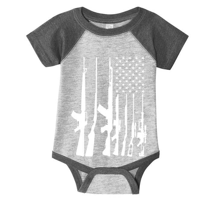 Black Gun American Flag - Rifle Weapon Firearm 2nd Amendment Infant Baby Jersey Bodysuit