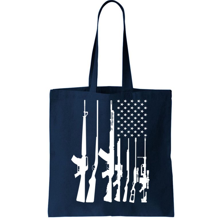 Black Gun American Flag - Rifle Weapon Firearm 2nd Amendment Tote Bag
