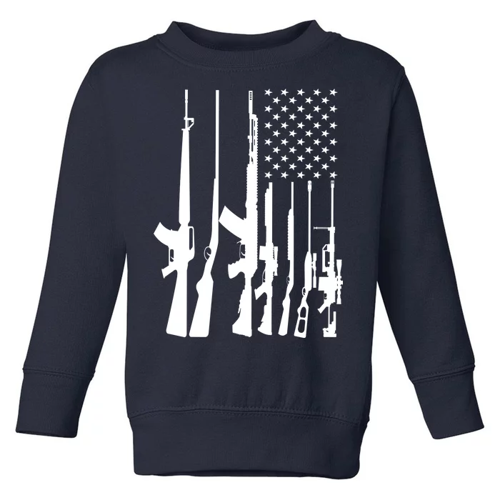 Black Gun American Flag - Rifle Weapon Firearm 2nd Amendment Toddler Sweatshirt