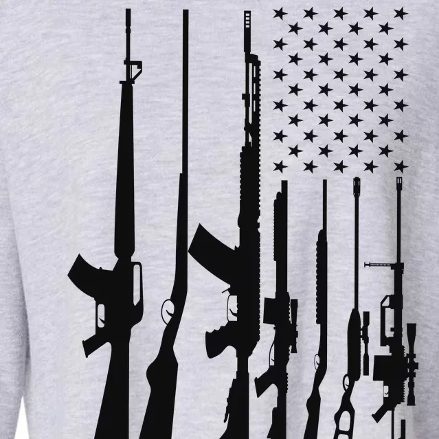 Black Gun American Flag - Rifle Weapon Firearm 2nd Amendment Cropped Pullover Crew