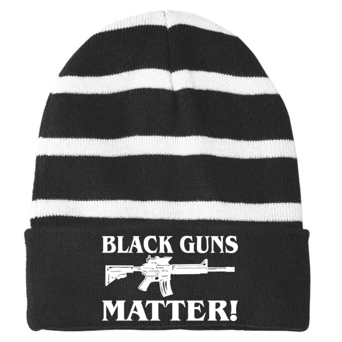 Black Guns Matter AR-15 2nd Amendment Striped Beanie with Solid Band