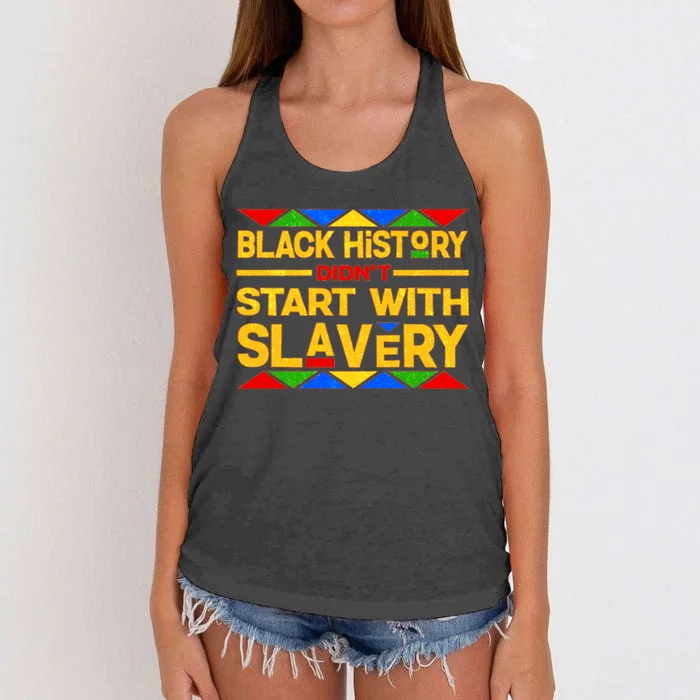 Black History Didn't Start With Slavery Women's Knotted Racerback Tank