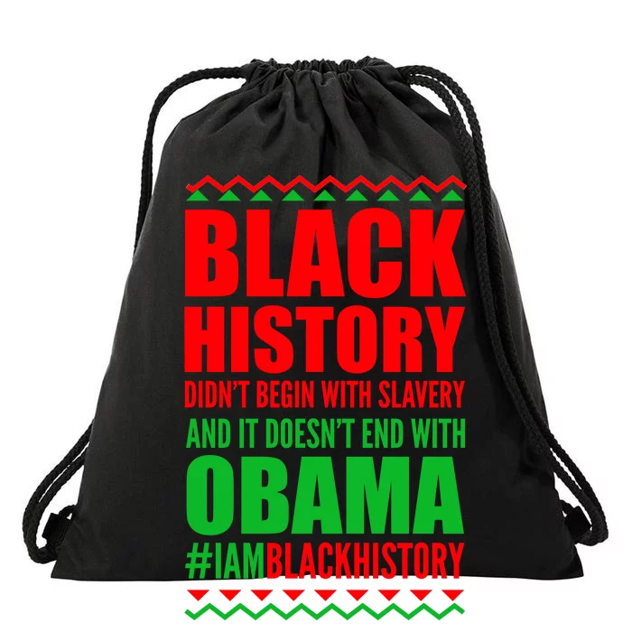 Black History Doesn't End With Obama Drawstring Bag