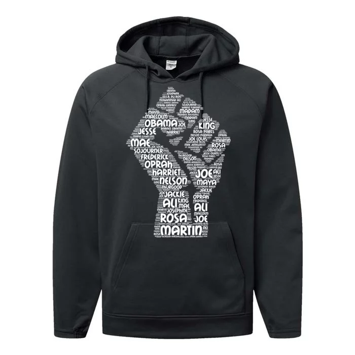 Black History Fist Of Names Tribute Performance Fleece Hoodie