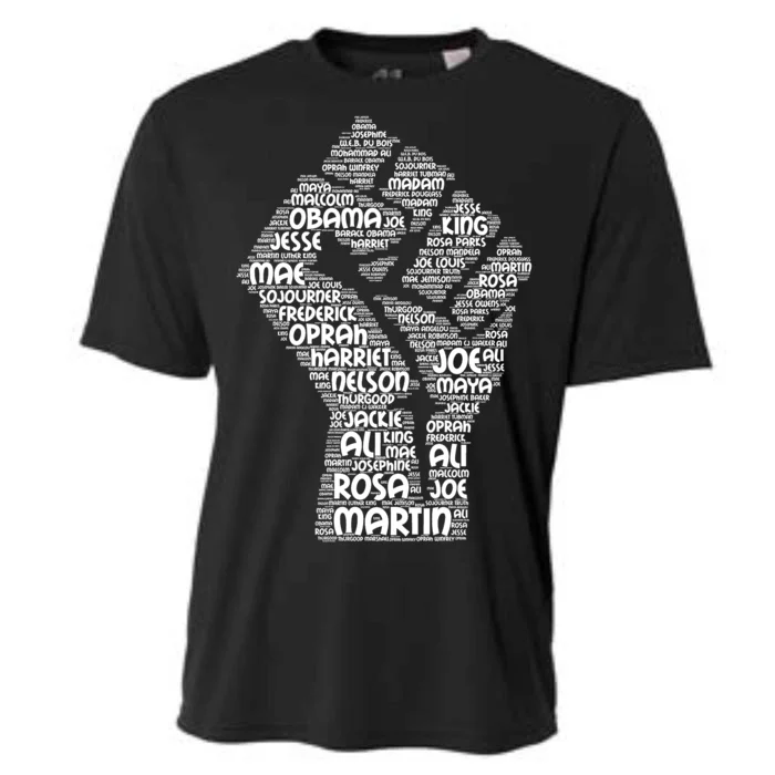 Black History Fist Of Names Tribute Cooling Performance Crew T-Shirt