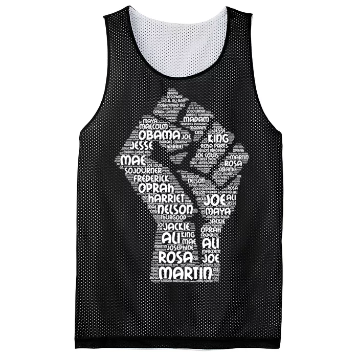 Black History Fist Of Names Tribute Mesh Reversible Basketball Jersey Tank