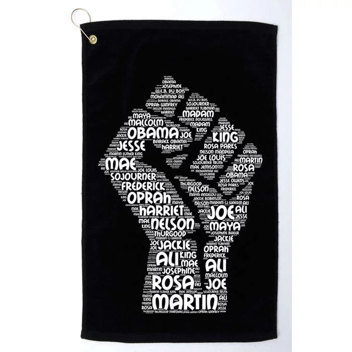 Black History Fist Of Names Tribute Platinum Collection Golf Towel