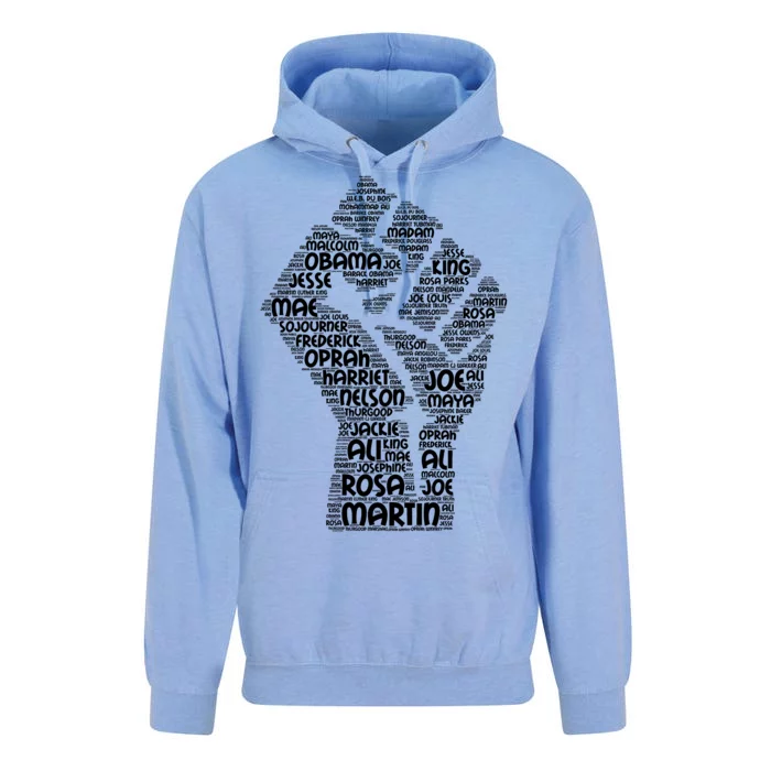 Black History Fist Of Names Tribute Unisex Surf Hoodie