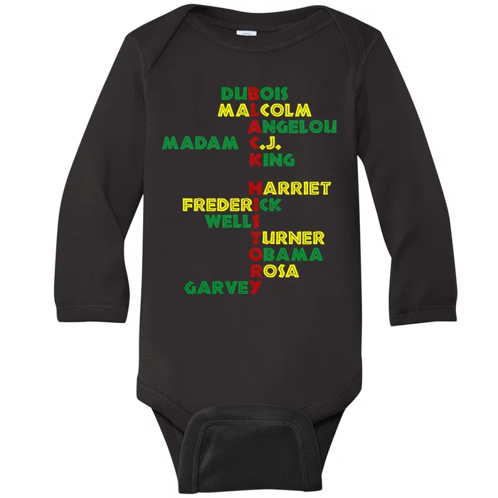 Black History Historic Leaders Proud American Baby Long Sleeve Bodysuit