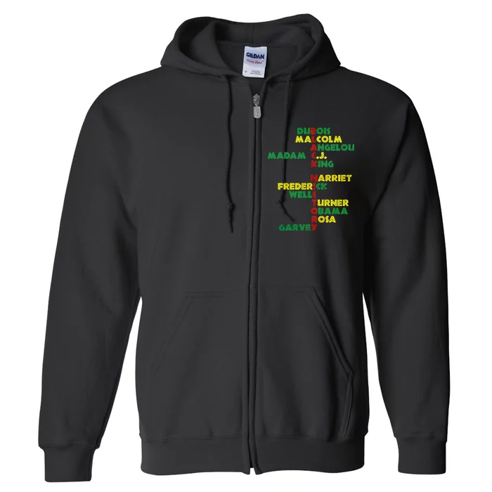 Black History Historic Leaders Proud American Full Zip Hoodie