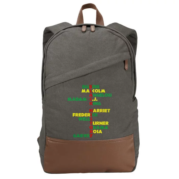 Black History Historic Leaders Proud American Cotton Canvas Backpack