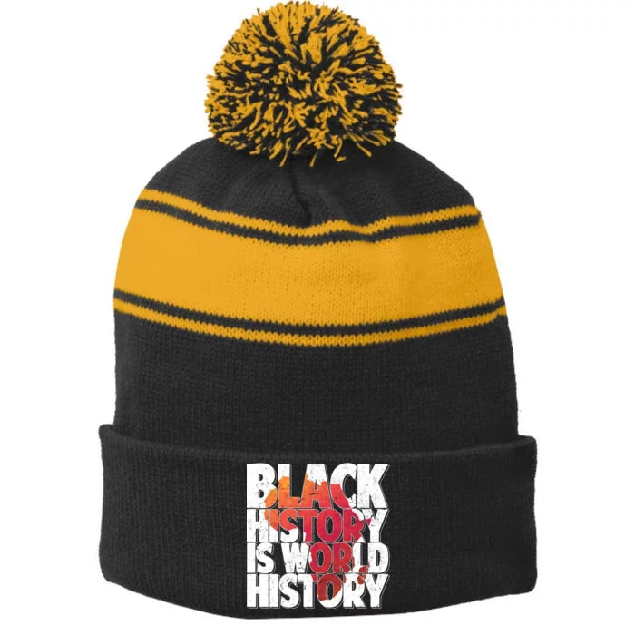 Black History Is World History Stripe Pom Pom Beanie