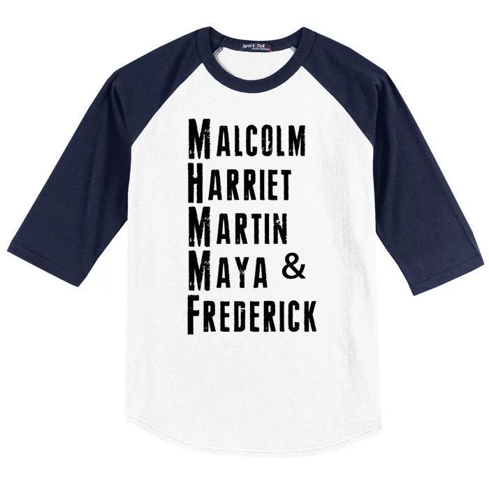 Black History Malcolm Harriet Martin Maya & Frederick Baseball Sleeve Shirt