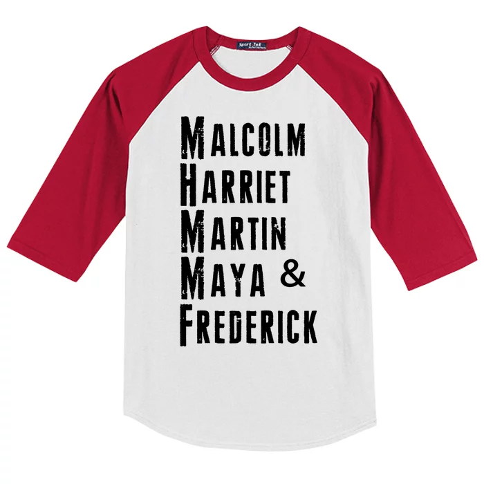 Black History Malcolm Harriet Martin Maya & Frederick Kids Colorblock Raglan Jersey