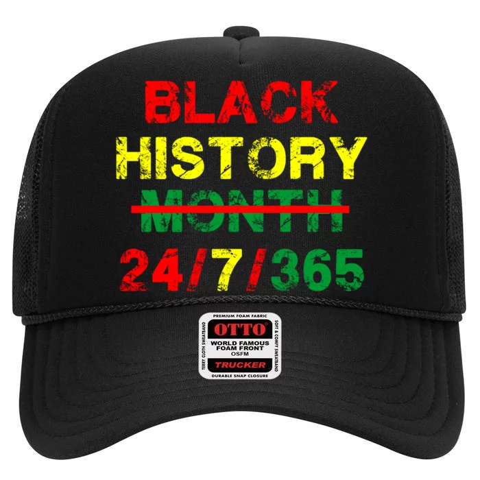 Black History Month 24/7/365 African Melanin High Crown Mesh Trucker Hat