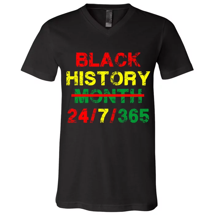 Black History Month 24/7/365 African Melanin V-Neck T-Shirt