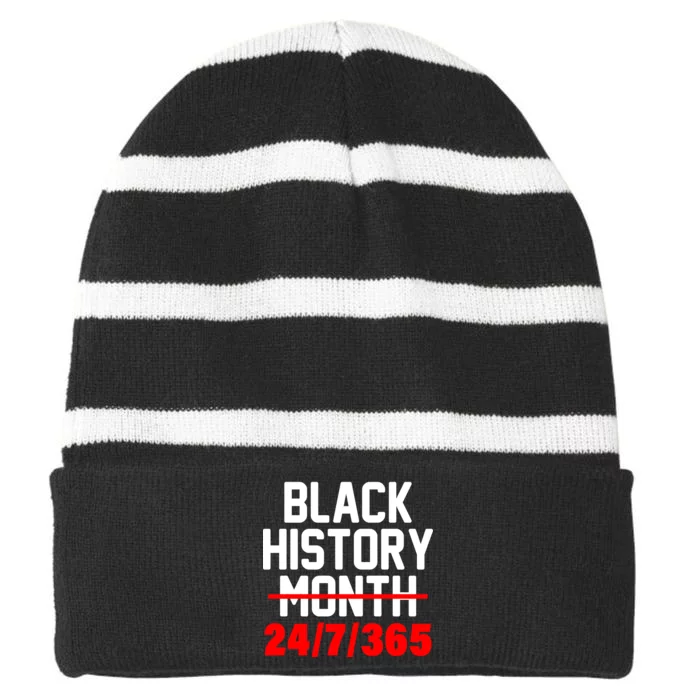 Black History Month All Year Striped Beanie with Solid Band