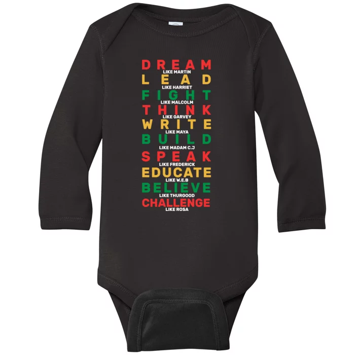 Black History Month Famous Figure Baby Long Sleeve Bodysuit