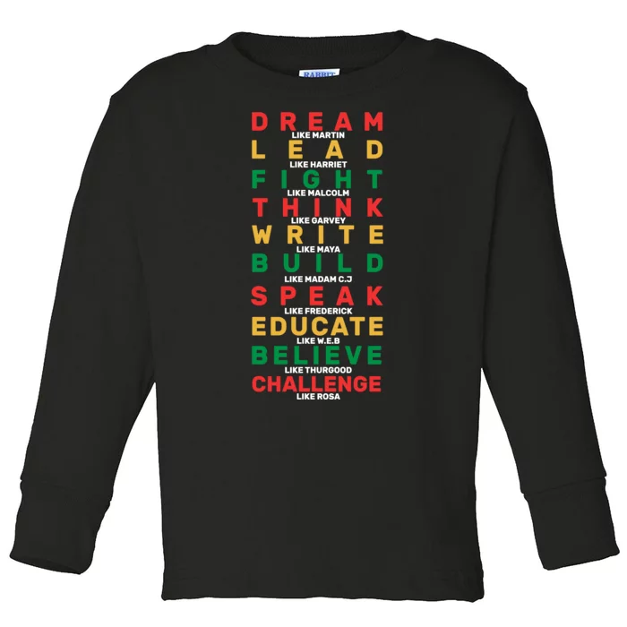 Black History Month Famous Figure Toddler Long Sleeve Shirt