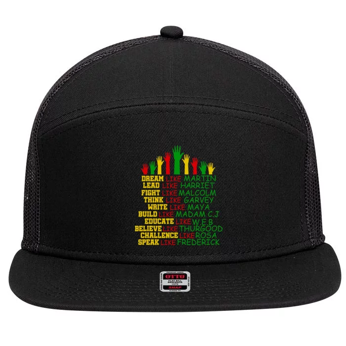 Black History Month Famous Figures 7 Panel Mesh Trucker Snapback Hat