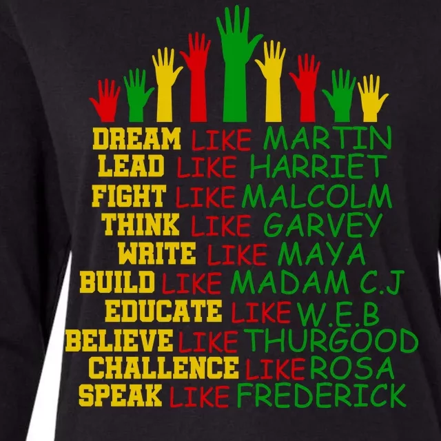 Black History Month Famous Figures Womens Cotton Relaxed Long Sleeve T-Shirt