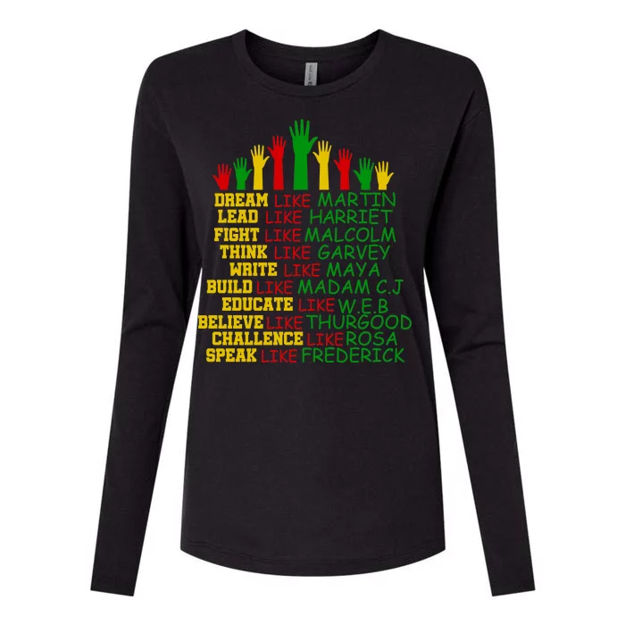 Black History Month Famous Figures Womens Cotton Relaxed Long Sleeve T-Shirt