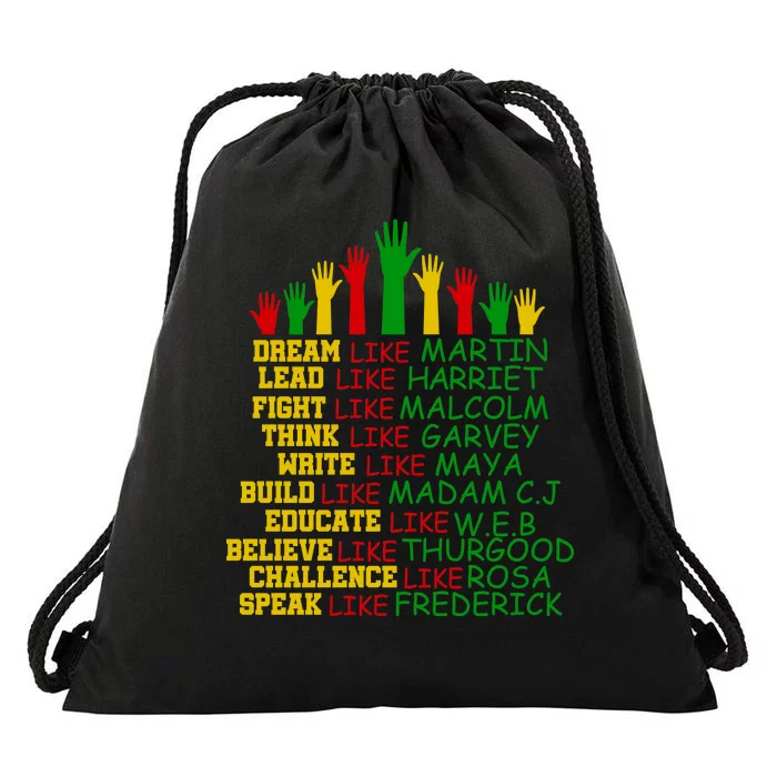 Black History Month Famous Figures Drawstring Bag