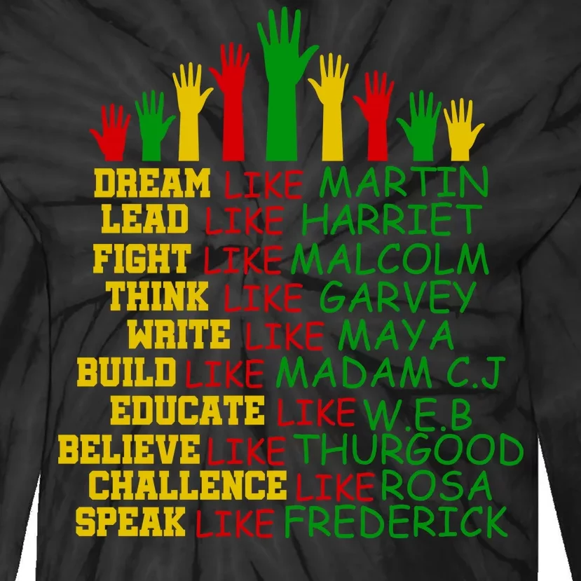 Black History Month Famous Figures Tie-Dye Long Sleeve Shirt