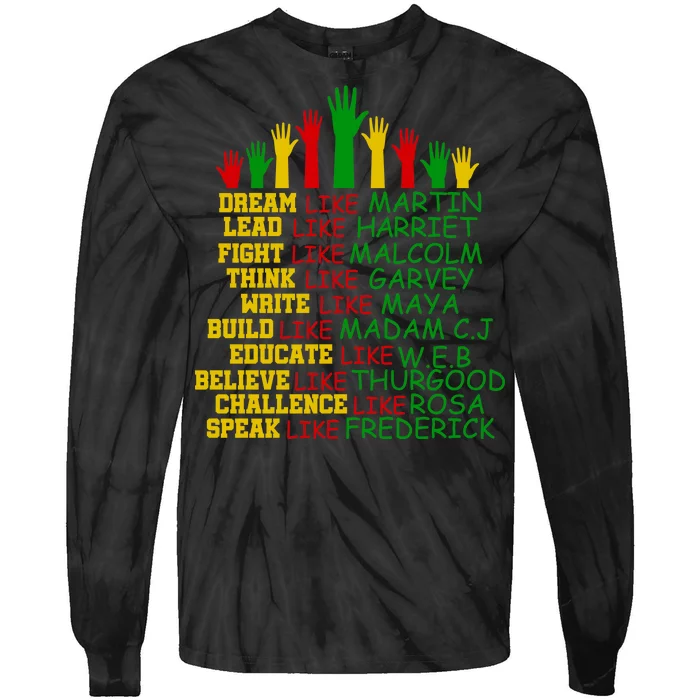 Black History Month Famous Figures Tie-Dye Long Sleeve Shirt