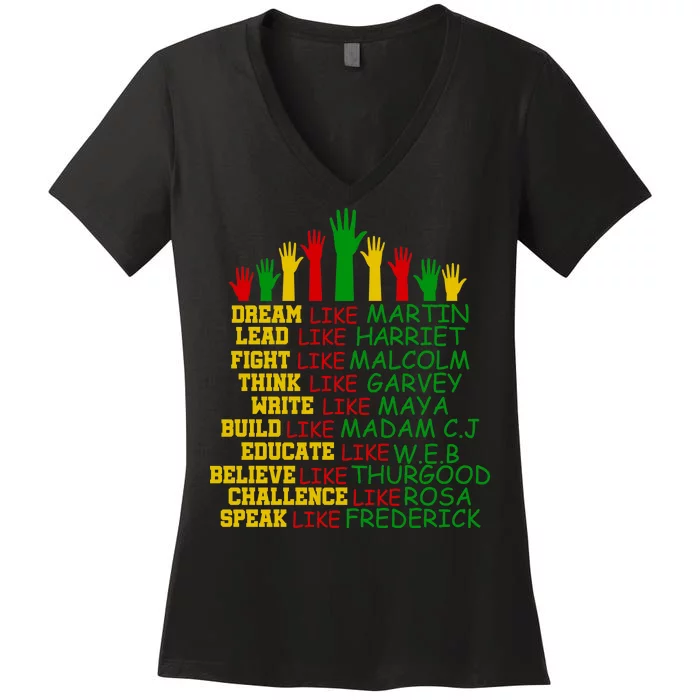 Black History Month Famous Figures Women's V-Neck T-Shirt