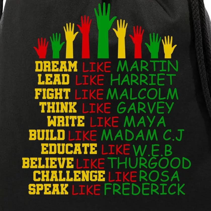 Black History Month Famous Figures Hands Drawstring Bag